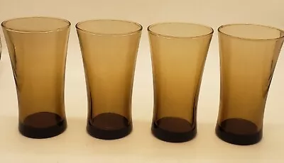 Set Of 4 Vintage Retro Anchor Hocking Mocha Linden Flared Drinking Tumbler 14 Oz • $24.99