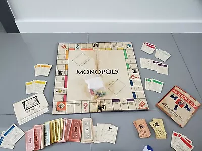 Vintage 1935 Original Monopoly Game Board Money Property Instructions Etc.. • $189