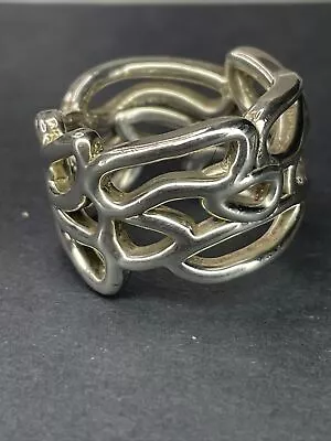 VTG Solid Sterling Hollow Cast Israel Ornate Ring Size 8.5 • $19.99