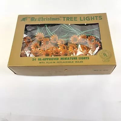 Vintage Mister Christmas Tree Lights 24 Miniature Lights Gold Flower Tested Work • $26.99