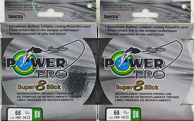 (lot Of 2) Power Pro Super8slick 150yds Braid 65lb Line Aqua Green L2402 • $5.50