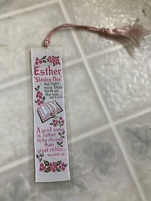 Vtg 1970's  Esther  Greg Gregg Name Ribbon Bible Graceline Woven Bookmark Pink • $18.39