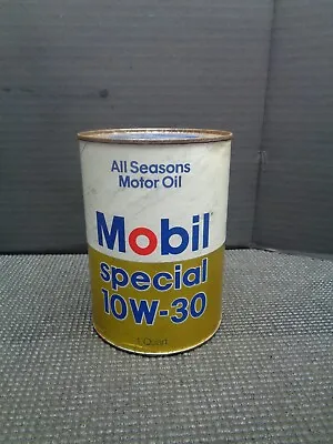 Vintage Mobil All Seasons Motor Oil Cardboard Can 1 Quart - Empty - For Display • $12.50