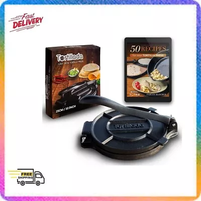Tortillada Premium Cast Iron Tortilla Press 25cm Flat Bread Warmer NEW • $98.85