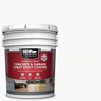 5 Gal White Self-Priming 1-Part Epoxy Satin Concrete Garage Floor Driveway Paint • $199.97