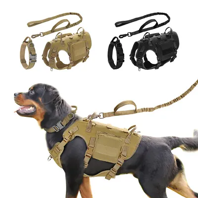 Tactical Dog Harness Military Collar Training Lead Adjustable Vest With Handle  • $69.29