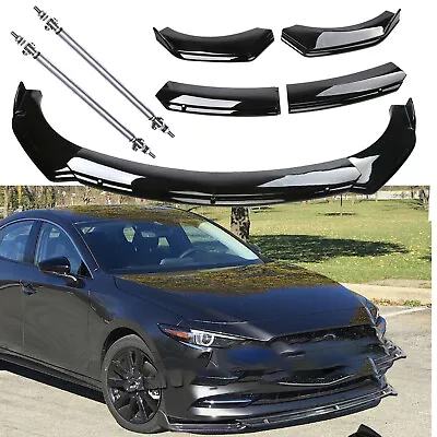 Front Bumper Lip Splitter Spoiler For Mazda Speed RX Body Kit Strut Rod Glossy • $69.99