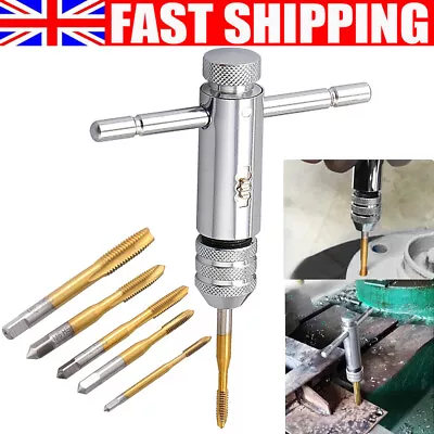 6pcs Tap Wrench Chuck Set Tool Steel T-handle Metric M3 M4 M5 M6 M8 And Die L • £10.89