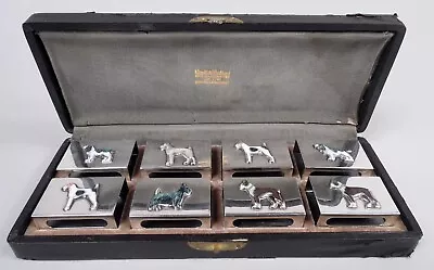 Udall & Ballou Matchbox Holders Antique Dog American Sterling Silver Enamel • $2800