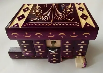 New Purple Wooden Wizard Jewelry Magic Puzzle Box Brain Teaser Hidden Storage • $25