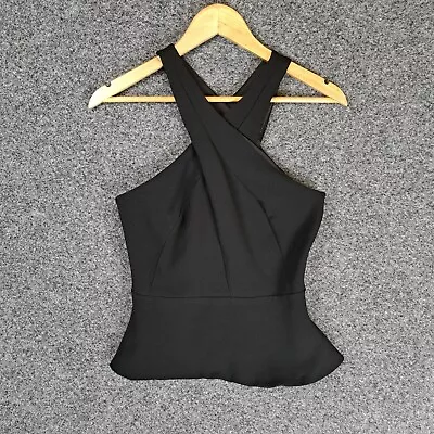 Kookai Womens Blouse Top Size 38 AU10 Black Peplum Cut Out Cocktail Party Event • $19.95