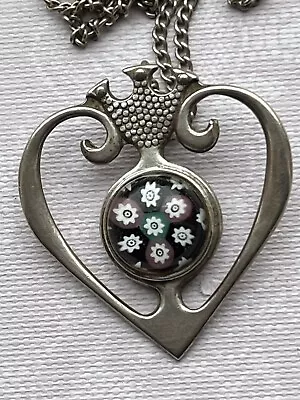 Vintage Caithness Jewellery Silver Millefiori Luckenbooth Pendant Edinburgh ‘74 • £25