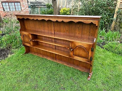 Oak Farmhouse Antique Repro Dresser Top Shelves Plate Rack Kitchen Reprodux • £145