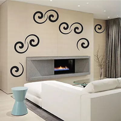 Swirly Wall Decals Abstract Pattern Swirls Modern Ideas Lines Removable Art D47 • $62.95