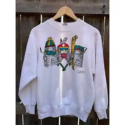 Vintage Funny Snow Cats Humor Sweater Mens Medium • $30