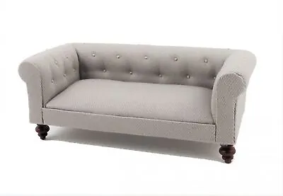 Dolls House Grey Chesterfield Sofa Miniature Gray Living Room Furniture • $26.87