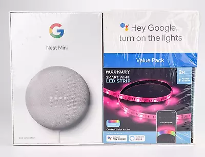 Google Nest Mini 2nd Gen Merkury Innovations Smart LED Strip Light New Combo • $39.95