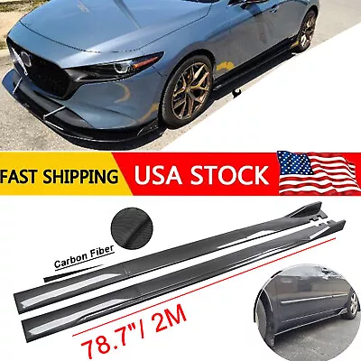 Carbon Fiber Side Skirt Rocker Panel Splitter Lip For Mazda 2 3 5 6 CX-3 CX-5 • $79.99