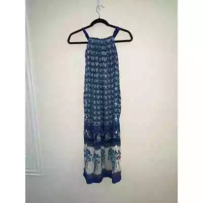 Megan Park Kira Halter Dress Blue Saree Size 00 (2/XS) NWT • $80