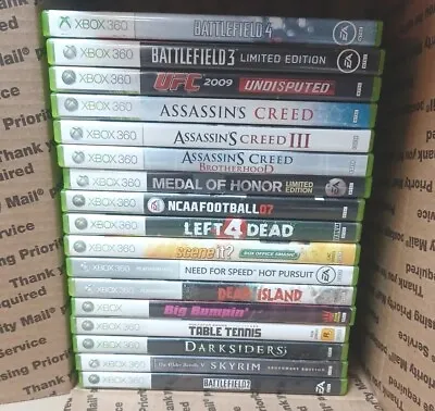 $17 • Buy 17 Xbox 360 Games Lot Untested Battlefield Ncaa Skyrim NFS UFC Assassin's Creed 