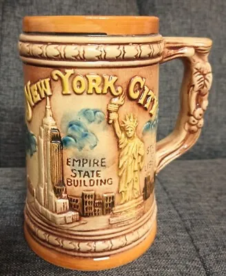 Vintage  New York City Beer Stein Mug WTC Twin Towers Statue Liberty ENCO 1978 • $19.99