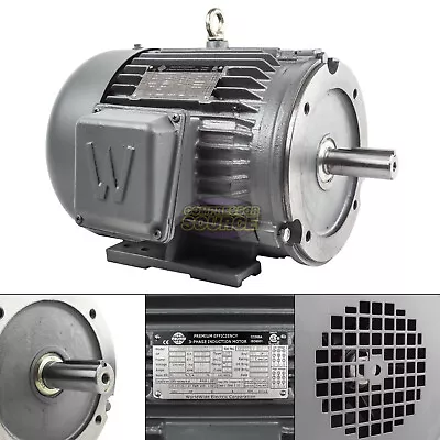 5 HP 3 Phase Electric Motor C-Face 3600 RPM 184TC TEFC 230/460 Volt Severe Duty • $599.95