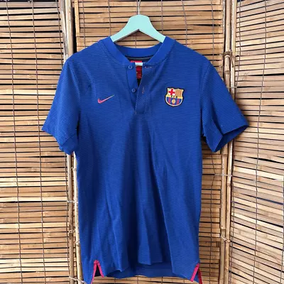 Nike Mens Striped FC Barcelona Authentic Jersey Polo Shirt Navy Blue Small (M60) • $34