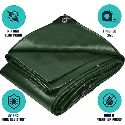 Heavy Duty Tarp Poly Waterproof Tarpaulin Boat Tent Camping Canopy Shade Cover • $19.99