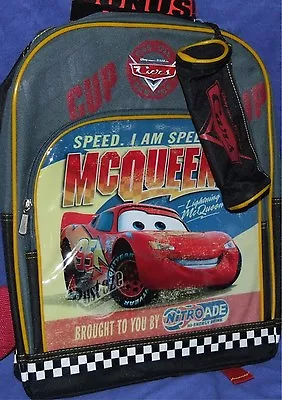 Disney Pixar CARS Lightning McQueen 2006 Movie Backpack + Pencil Case New 16  • $34.99