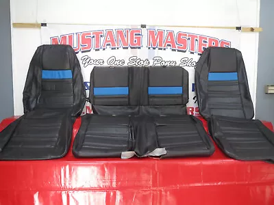 1970 Mustang Fast Back Bucket Seat Mach1 Upholstery Set Black/Grabber Blue UP223 • $695