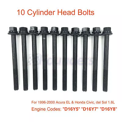 10pcs Head Bolts Kit For 1996-2000 Honda Civic Acura EL 1.6L  D16Y7 D16Y8 D16Y5  • $19.36