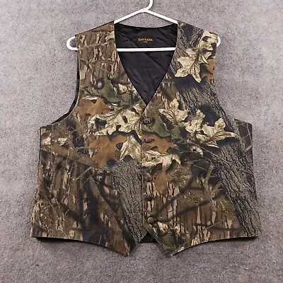 Santana Vest Mens Large Mossy Oak Camo Full Back Tuxedo Wedding USA Vintage • $20.25