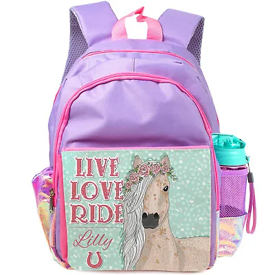 Personalised Girls Backpack Horse School Bag Childrens Pony Rucksack KS150 • £19.95