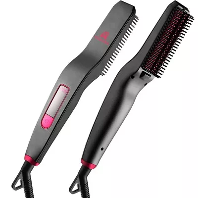 Hair Straightening Brush For Men And Women - 2 In 1 Ionic Travel Heated Hair Bea • £11.99