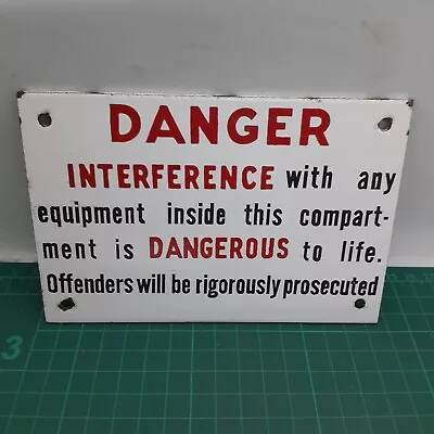 Vintage Original Enamel Danger Sign • $155