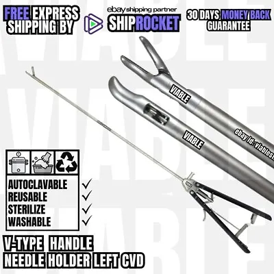 Laparoscopic 5mmx330mm Needle Holder Curved V-Type Handle Surgical Instrument • $97.90