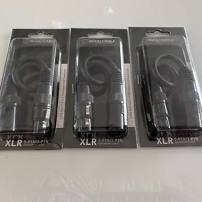 Accu-Cable DJ 5-Pin Male To 3-Pin Female XLR Turnaround DMX Cable Lot Of 3! • $19.99