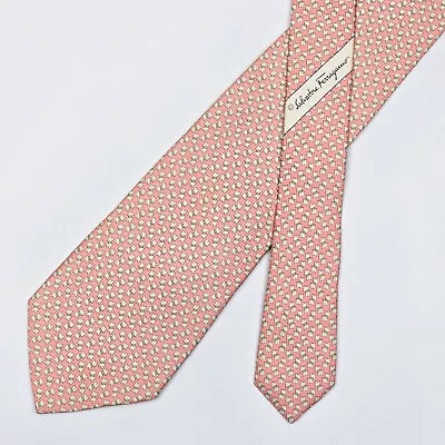Salvatore Ferragamo Tie Necktie Terrier Dog On Rose Pink • $20