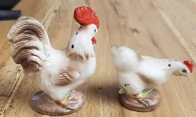 Vintage Hand Painted Enesco Salt And Pepper Shaker Set Chickens Rooster Hen • $5.99