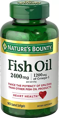 $30.12 • Buy Nature�S Bounty Fish Oil, 2400Mg, 1200Mg Of Omega-3, 90 Coated Softgels