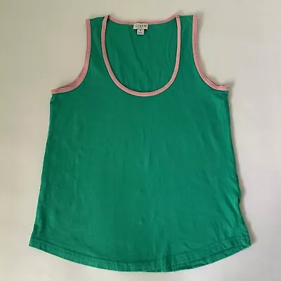 J Crew Tank Top Women Small Green Pink Trim Contrast Sleeveless Retro Colorful • $16.88