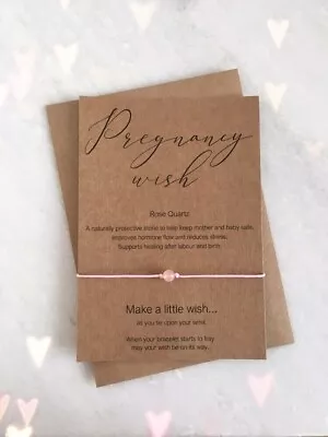 Pregnancy Wish | New Baby Mum To Be | Rose Quartz | Healing Wish Bracelet Gift • £4.99