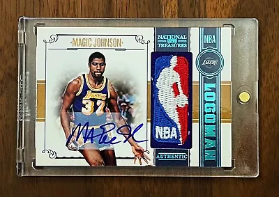 2010-11 National Treasures Magic Johnson Logoman Patch Platinum On Card Auto 1/3 • $12150