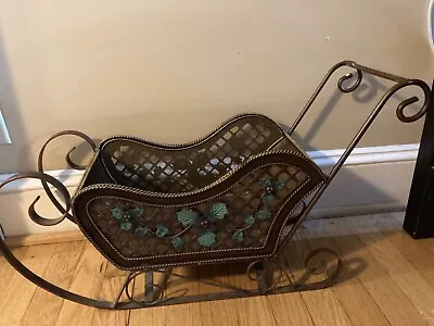 25” Metal Decorative Holiday Christmas Sleigh Metal Mesh Sides *Not A Toy • $35.99