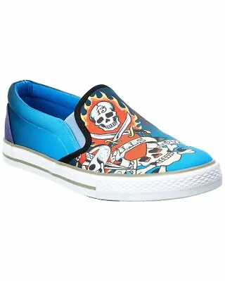 Ed Hardy Thorn Low Top Men's Blue Canvas Slip On Lifestyle Sneakers Shoes • $59