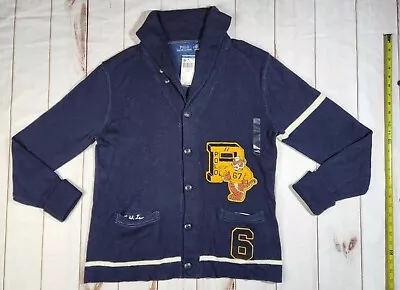 Polo Ralph Lauren Mens Jacket L Tiger Varsity Letterman Patch Cardigan Sweater • $127.49