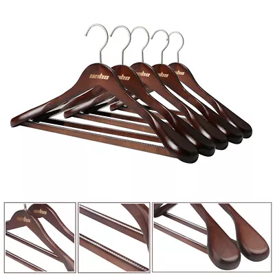 5Pack High-Grade Wide Shoulder Wooden Coat Hanger Solid Wood Clothes Suit Hanger • $29.91