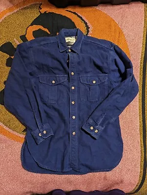 VINTAGE Eddie Bauer Shirt S Blue Button Up Chamois Flannel Outdoors USA • $19.88