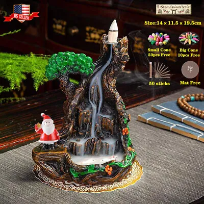 Backflow Incense Cone Burner Mountain Waterfall FY032/033 & 60pcs Cones Gift • $15.99