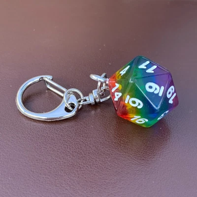 £2.99 • Buy D20 Dice Keyring - Rainbow Gem - Layer Dice - Geek - Games Master - D&D.